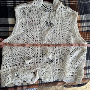 Delicate White Crochet doilie Sweater Vest
